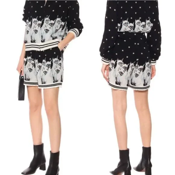 Undercover Jun Takahashi Cat Printed Rayon Shorts Black White New Size 2 - Picture 15 of 15